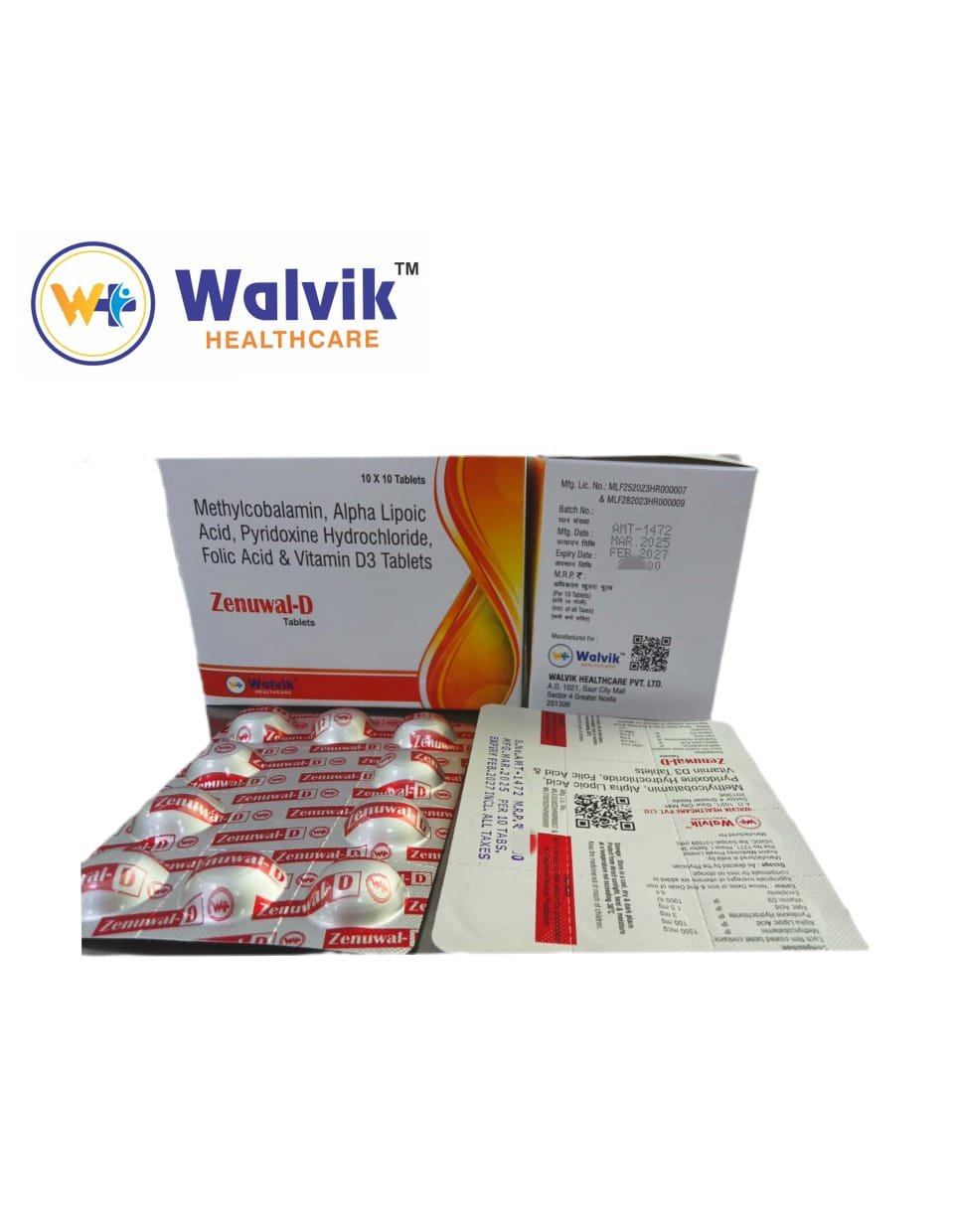 ZENUWAL-D (METHYLCOBALAMIN, ALPHA LIPOIC ACID PYRIDOXINE HYDROCHLORIDE, FOLIC ACID AND VITAMINE D3 TABLET)